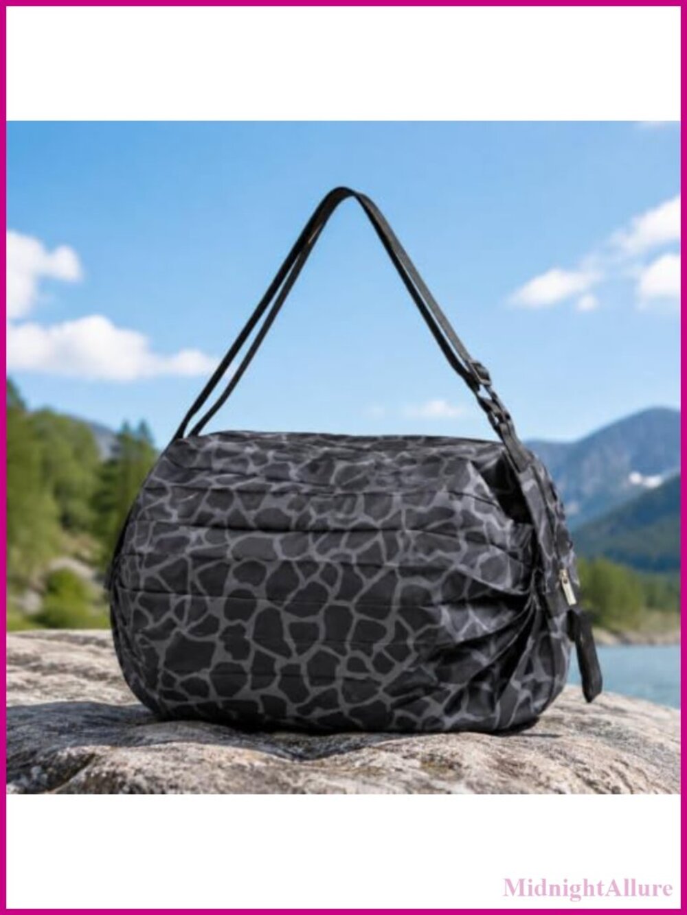 Large Foldable Tote Bag with Zipper Reusable Grocery Shoulder Bag